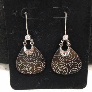 Silpada Earrings Brown Etched Shell